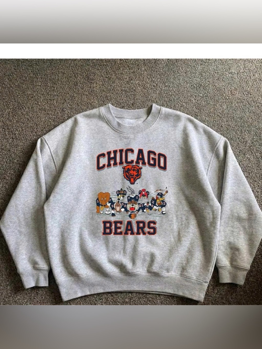 Vintage Chicago Bears Gray Graphic Crewneck Sweatshirt